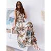 European And American Style Ladies Summer New Printed Halter Strap Dress V-neck Sleeveless Beach Vacation Casual Sun Skirt