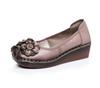 2024 Ethnic Style Cowhide Wedge Heels: Comfortable, Non-Slip, Floral Casual Shoes
