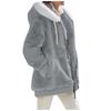 2024 Autumn/Winter Loose Plush Long Sleeve Zip Pocket Hooded Warm Coat for Women