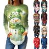 Tee Shirts For Women Fall Casual Long Sleeve Shirts Sweatshirt Vintage Graphic Printing Top Pullover Christmas