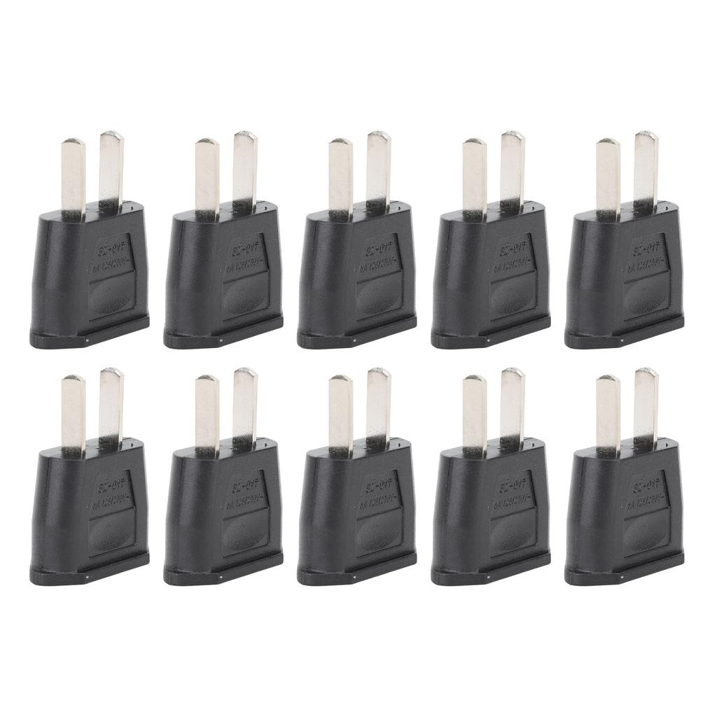 10PCS To Adapter 2 Prong Flat Plug To Round Outlet Converter for Home Travel Office Use 125‑