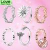 New Spring Authentic 925 Sterling Silver Ring Sparkling Daisy Flower Crown Rings Women Engagement Jewelry Gift Party Real