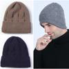 New Autumn and Winter Men's Cable Knitted Woolen Hat with Velvet and Thickened Knitted Warm Cycling Ear Protection and Cold Proof Pullover Hat