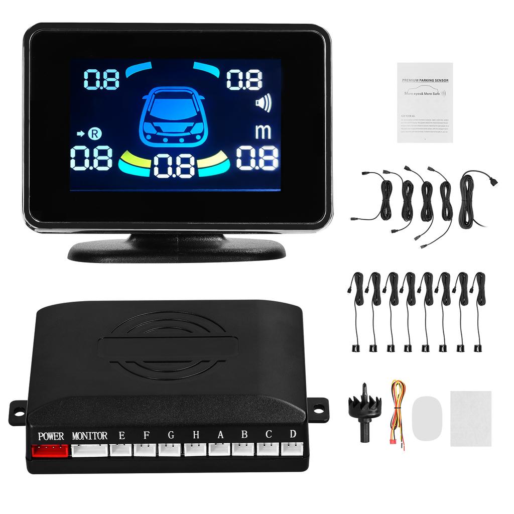 Car Parking Sensor Reversing Radars System Front & Rear Support Sound WarningBuzzerMute with 8