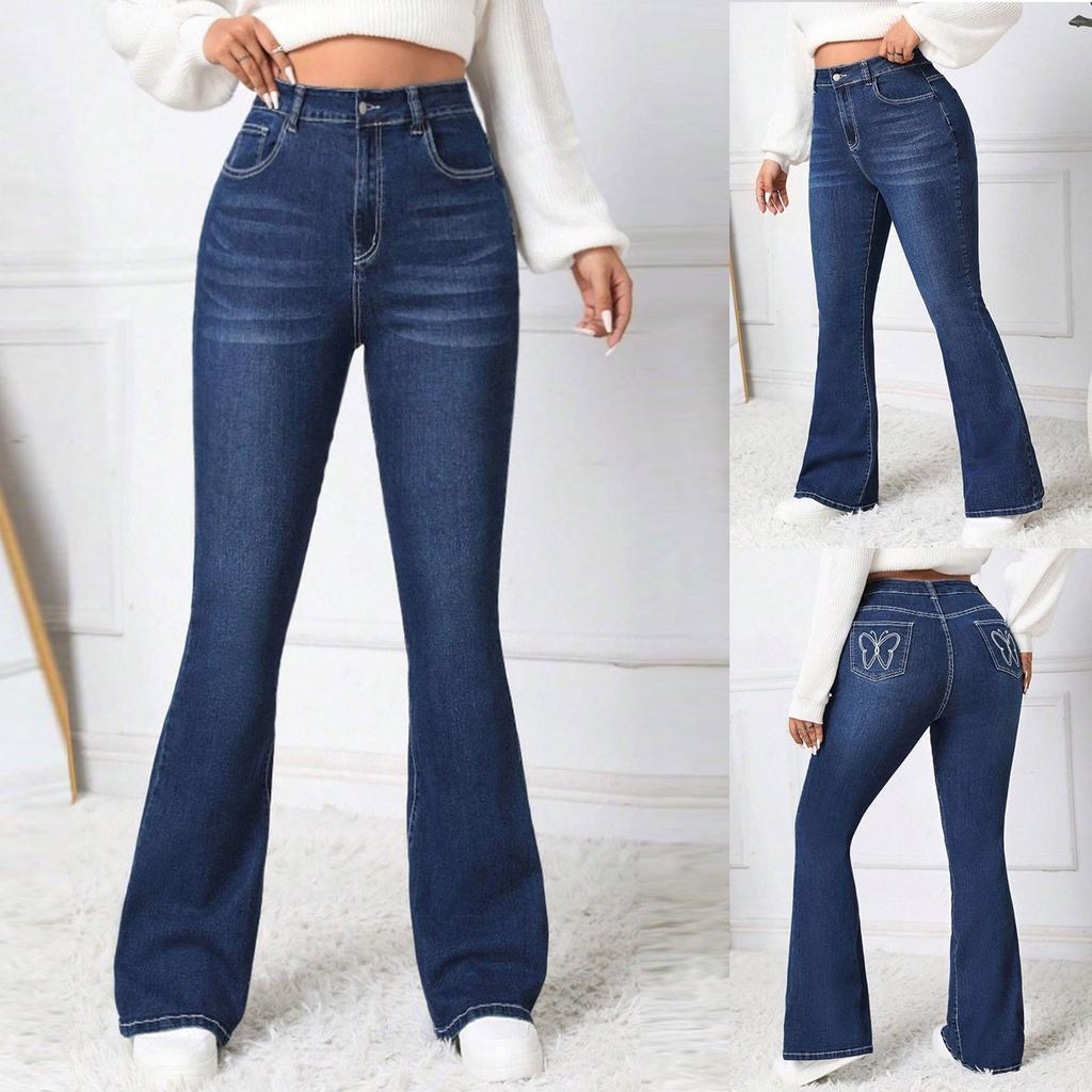 Girls Fashion Stretch High Waist Slim Slim Slim Pants New Back Pocket Embroidered Jeans