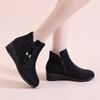 2024 Autumn New Women's Boots European and American Round Head Side Zipper Wedge Heel Women's Leather Boots Large Size Fashion Solid Color Fashion Boo