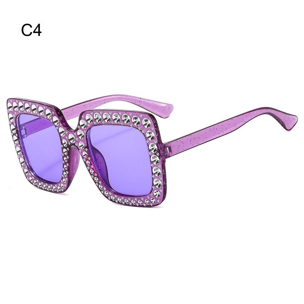 Crystal Oversized Sunglasses for Women Rhinestone Square Diamond Sun Glasses Retro Big Frame Sparkling Glasses