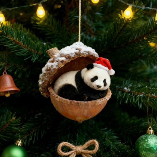 Yousheng 2D Forest Animal Acorn Ornaments Cozy Forest Animal In Snow Frosted Pine Cone Ornaments Woodland Creature Acrylic Hanging Ornament for Lover