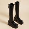 Tall Knight Boots 2025 Autumn and Winter New Super High Heel Solid Color Small Man But Knee Height Increase Thick Heel Boots