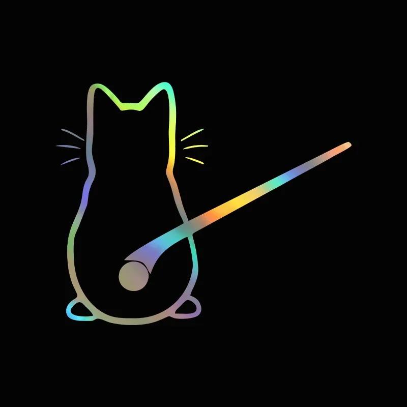 Забавные движущиеся наклейки с кошачьим хвостом, художественный дизайн, виниловые наклейки на заднее стекло автомобиля, креативное украшение для лобового стекла транспортного средства, милое животное