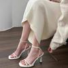 Women's Sandals Summer High Heels 2024 New Fashion Sexy Square Toe Stiletto Party Dress Shoes Ladies Pumps Sandalia Feminina
