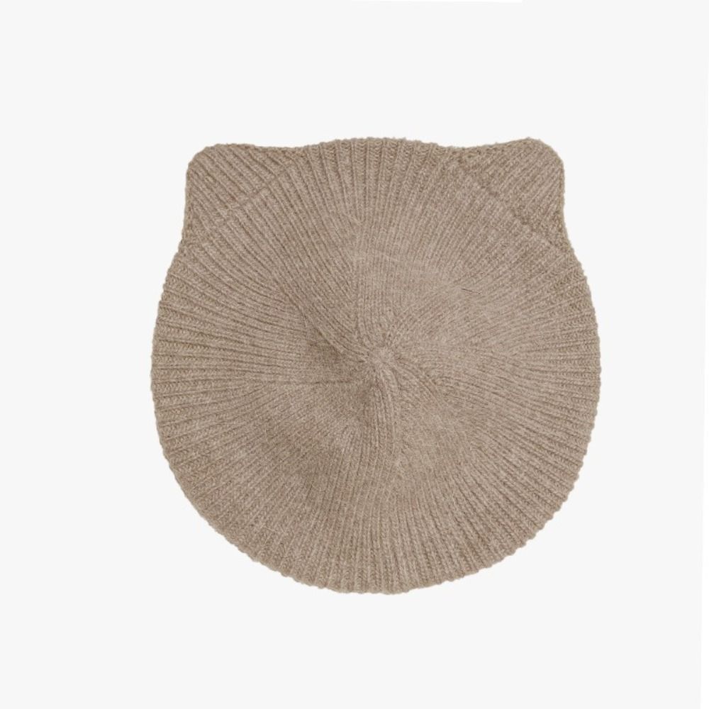 New Cat Ears Beanie Cap Solid Color Warm Beret Hat Knitted Crochet Bonnet