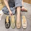 Fashion Low Heel Indoor Leather Women's Slippers and Ladies Sandals Outside Shoes Soft Job Slides Pearl Mules Natural Skin Footwear Pvc