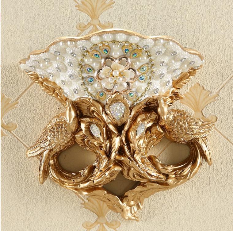 Роскошные настенные вазы из смолы с бриллиантами, искусственные горшки для цветов, поделки, украшения для дома, гостиной, ТВ-фона, настенная роспись