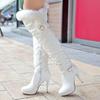 Fashion PU Soft Leather Over Knee High Heels Boots Platform Warm Woman 's Winter Long Boots Zapatos Mujer Black White Party Fetish Shoes