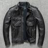 Gray Sales.Brand New.Cool Vintage Gray Genuine Leather Outwear.quality Rider Slim Cowhide Coat.Plus Size Cloth