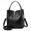 Women Crocodile Pattern Bucket Handbag Shoulder Messenger Bags Ladies PU Purse