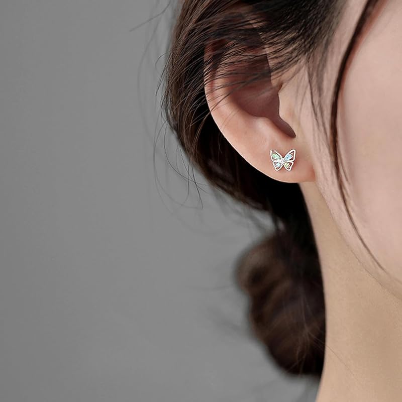 Zoomers Earrings Ladies Silver Earrings Butterfly Earrings First Piercing Second Piercing Compatible with Metal Allergies Cute Popularity Anniversary