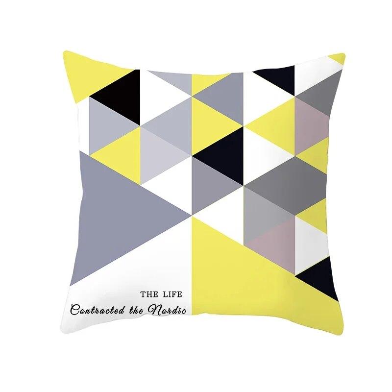 45x45cm Fashion Yellow Geometric Printing Pillowcase Sofa Hotel Office Seat Lumbar Cushion  Cover Home Decoration