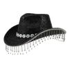 Heavy Diamond Cowboy Hats Tassels Crystal Hat for Disco House Cocktails Parties Vacation Sparkly Tassels for Comedian