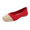 2024Plus Size Women Casual Ballet Flats Shoes Square Toe Slip On Flat Heel Anti Skid Loafers Stretch Knit Fabric