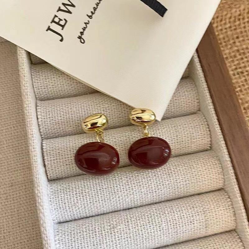 Ankola Red Festive Earrings for Women - 2025 Trendy Retro Style, Perfect for Chinese New Year Celebrations.