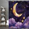 Moon Stars Clouds Purple Shower Curtain, Bathroom Decorative Shower Curtain, Waterproof Shower Curtain with Hooks