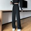 Women Wide Leg Pants Suit Pants Summer Fabric Classic High Waist Pockets Button Fly Long Palazzo Trousers Korean Casual Bottoms
