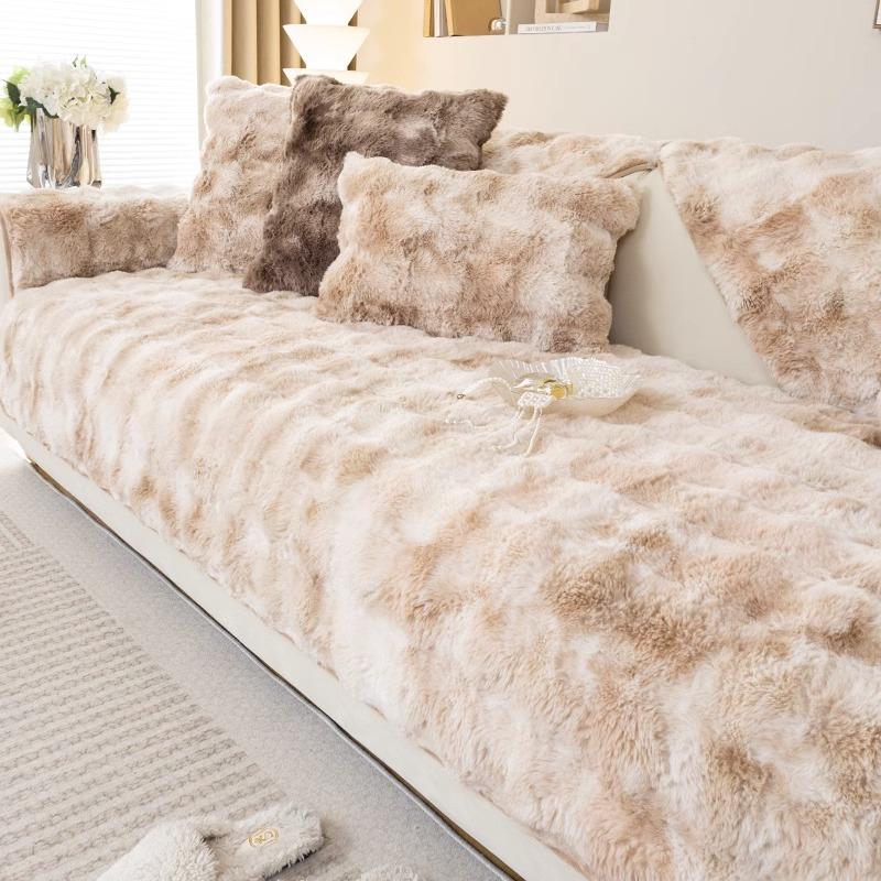 Thicken Rabbit Plush Sofa Towel Warm Winter Corner Sofa Cover Non-slip Couch Slipcovers Sofas Towel for Living Room Modern Decor