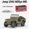 1/36 Willys MB Jeep Toy Car Model Welly Diecast Metal Miniature Pull Back Military Vehicle Collection Gift For Children Boys Kid