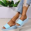 Knitted Wedges Slippers for Women 2024 Summer Chunky Platform Wedge Heels Sandals Woman Light Thick Sole Beach Shoes Mujer