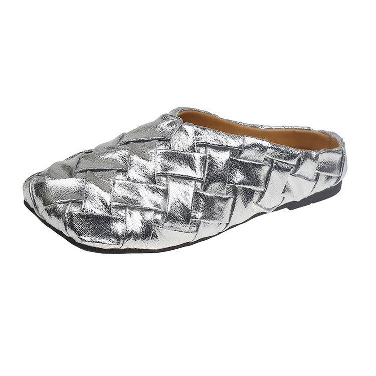 Flat-bottomed Temperament Baotou Half Slippers 2025 New Summer Shallow Mouth Small Fragrant Wind Folds One Word with Cool Slippers Versatile