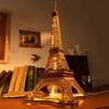 3D Puzzle for Adults DIY Building Kit with LED Light Wooden Eiffel Tower Craft Kit Architecture Toy Set Brain Teaser Gifts
