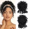 Short Messy Hair Bun With Elastic Drawstring Hair Clip Loose Wavy Big Curly Hair Bun Synthetic Ponytail For Women Daily Use