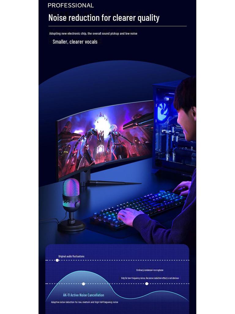 RGB Light USB Microphone for Live Streaming, Gaming, Karaoke and Mobile Use In Southeast Asia