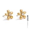 2025 Arrivals Stainless Steel Zirconia Flower Daily Stud Earrings for Women Versatile Popular Charm Jewelry Gift