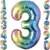 Number 3 Balloon - Multicolored - 100cm - Aluminum - Ideal Birthday - Helium