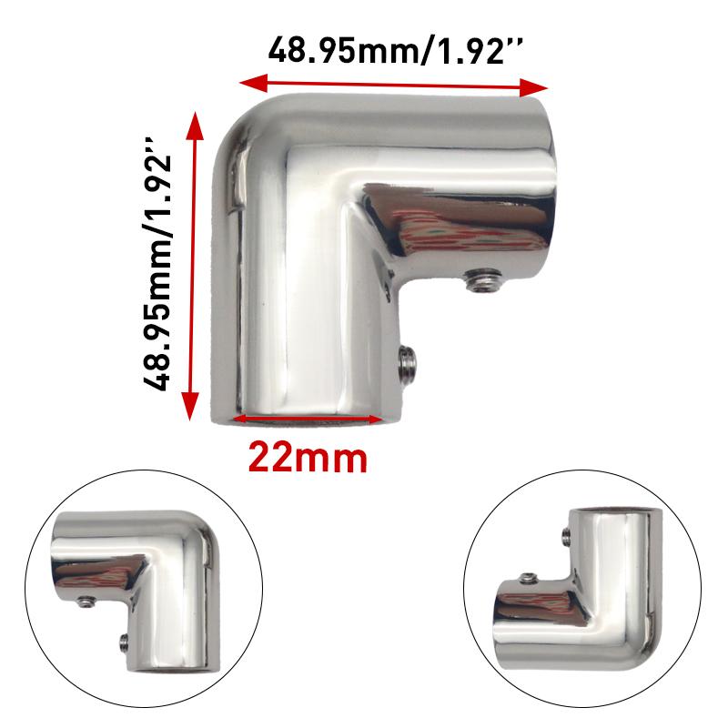 2PCS 22/25/30/32mm 2 Way Boat Hand Rail Fitting 316 Stainless Steel 90 Degree Elbow Pipe Connector for Marine Yacht Boat Accessories