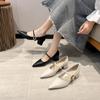 High Heels Shoes Women Pointed Toe Soft Leather Lady Fashion Flats Round Buckle Flat Sole Platform Shoes