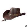 New Fashion Western Cowboy Hat Faux Leather Vintage Costume Hat Jazz Panama Gentleman Cap Hats H0I5