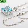 Подвеска из натурального небесно-голубого топаза, ожерелье из стерлингового серебра 925 пробы для женщин, 9 * 9 мм, женское ожерелье с подвеской, подарок на день рождения для девочки, оптовая продажа