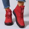 Fashion High Top Boots for Women 2024 High Quality Leather Casual Shoes Women's Waterproof Snow Boots Hand Sewing Slip On Solid Sneakers