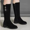 Mid Calf Shoes Woman Winter 2025 Half High Boots for Women New In Middle Heel Y2k Gyaru Large Size Warm Comfortable and Elegant