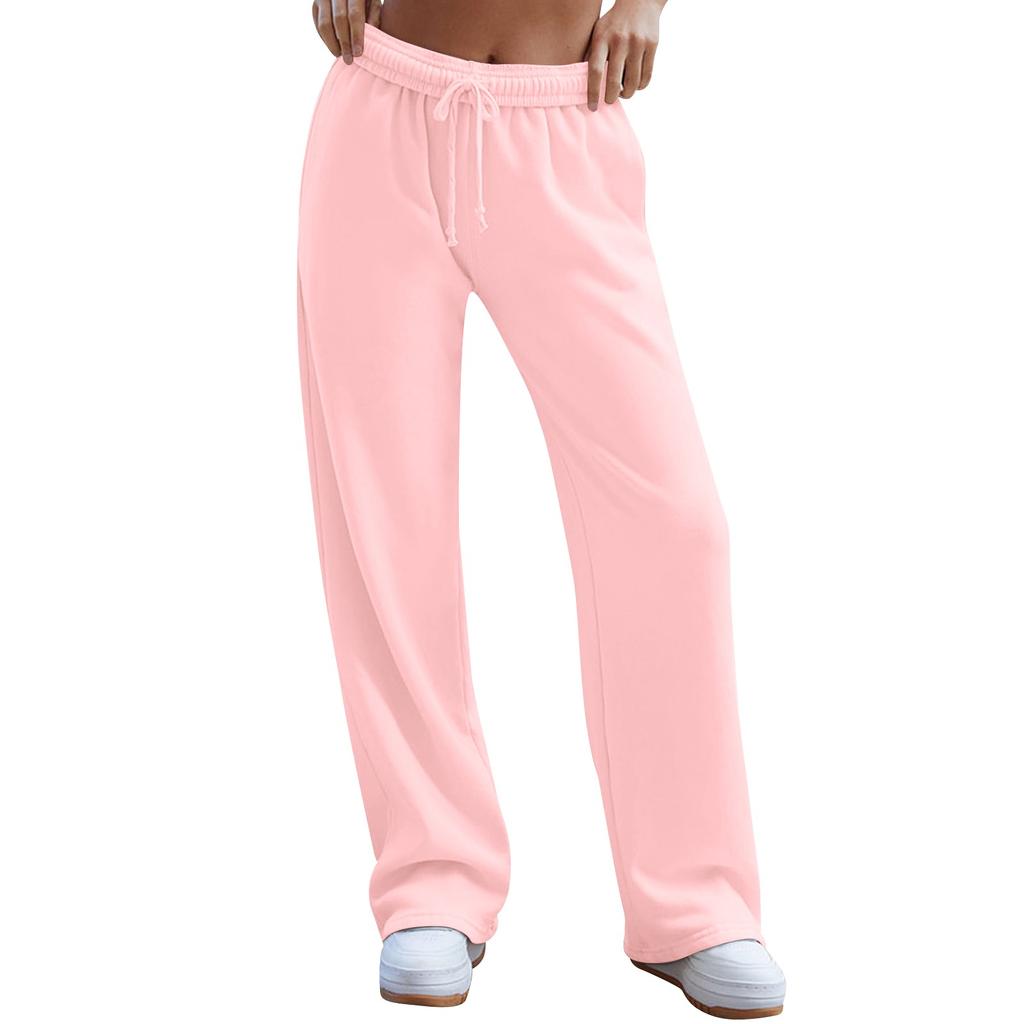 Women's Wide Leg Sweatpants Trendy Interior Drawstring Baggy Sweatpants High Waisted Casual Trousers Jogger Pant