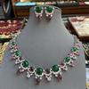 Wind Bride with Diamond Zircon Necklace Earrings Set Summer Emerald Oval Luxury Jewelry