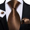Mens Fashion Tie Solid Color Wedding Necktie Silk Tie Handkerchief Cufflinks for Business