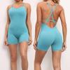 Sexy Hip Up Yoga Pants Women's Sports One Piece Fitness Pants Open Back Cross One Piece Dress Solid Color One Piece Pants Women