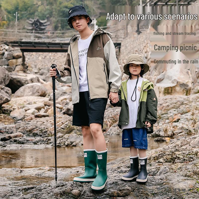 New Fashion Non-Slip Rain Boots: High-Top Waterproof Boots for Women, Men, and Children