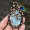 Caribbean Larimar Handmade Copper Wire Wrap Jewelry Pendant 3.43 J0h27