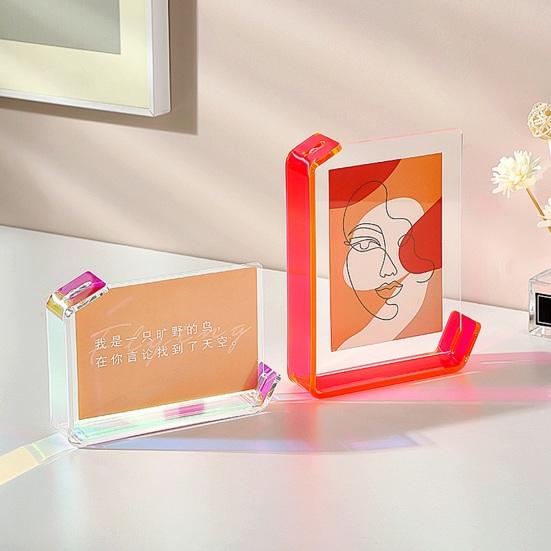 6/7-Inch Floating Photo Frame DIY Double-sided Horizontal Vertical Neon Acrylic Home Office
